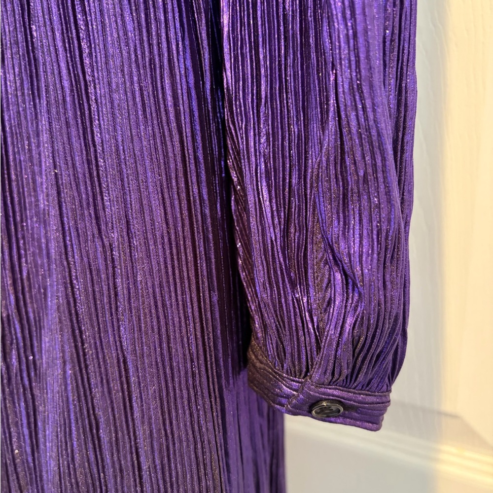 NWT Dress The Population Holly Deep Plum Metallic Pleated Sz S Midi Formal Gaka - Picture 7 of 14